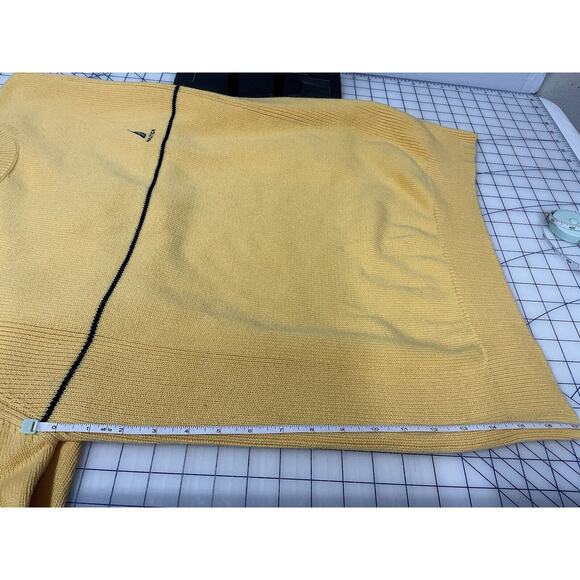 Vintage Nautica Sweater Mens Large Yellow Long Sleeve Crew Neck Cotton Pullover - Picture 7 of 8
